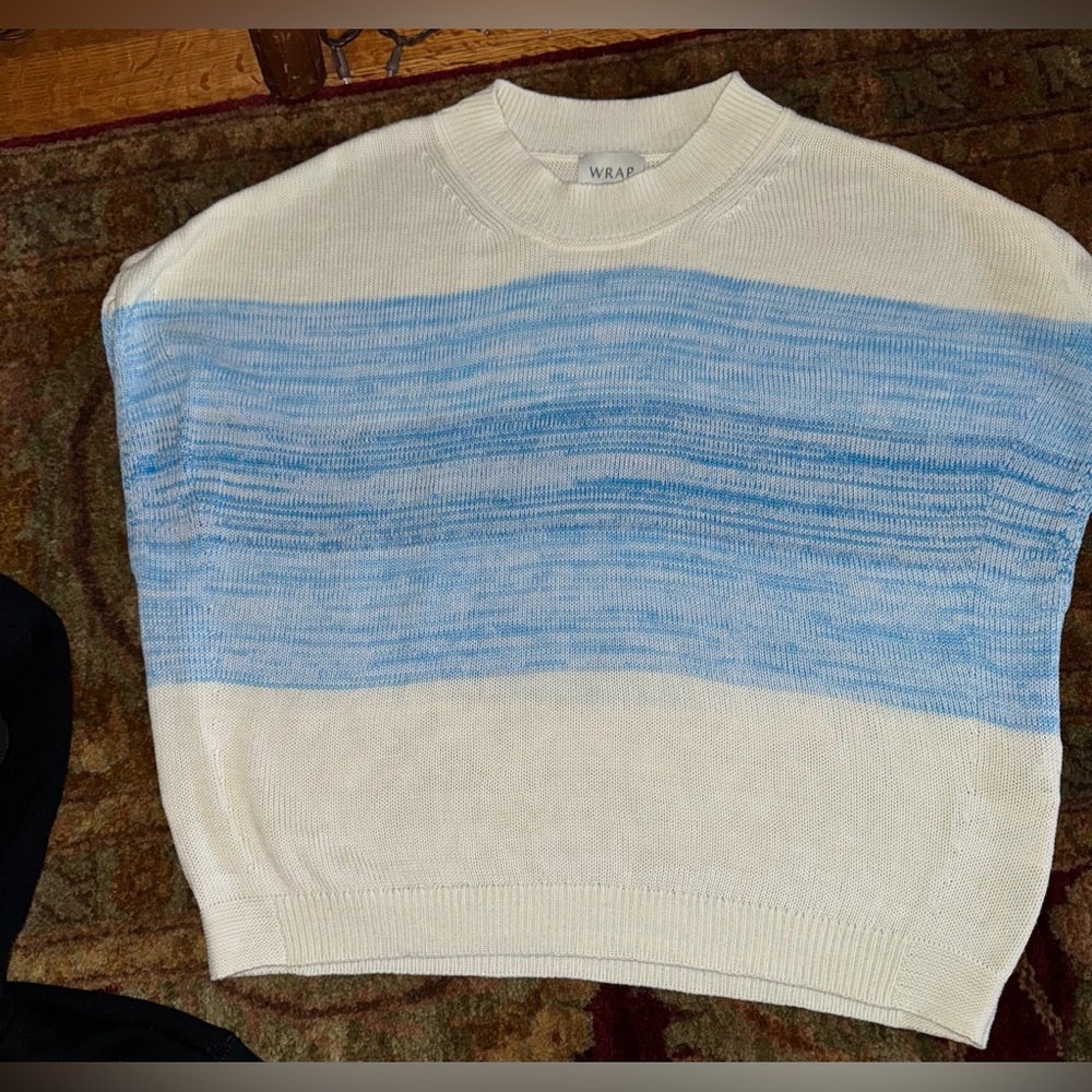 WRAP LONDON Women’s Blue and White Organic Cotton Sweater